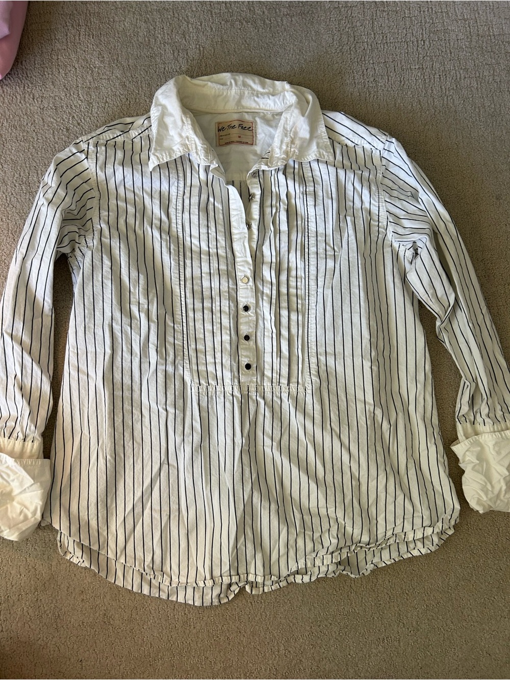We The Free Striped Button Down Shirt Women's Long Sleeve oversized striped